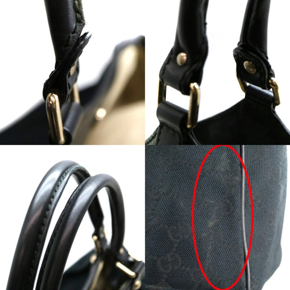 GUCCI Tote Bag Handbag Leather Canvas Black - Picture 6 of 6